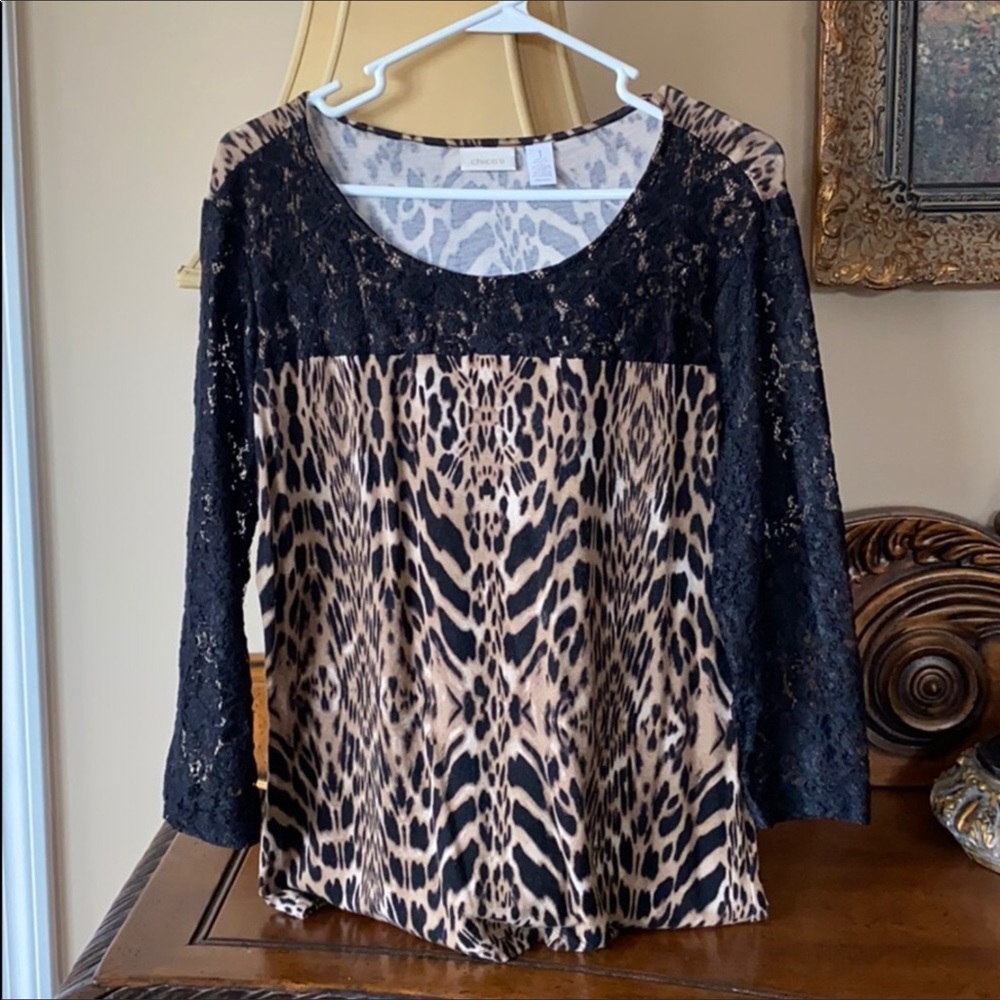 Chico’s Animal Print Lace Top